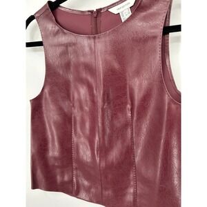 HM Edition Burgundy Faux Leather Sleeveless Top Cracked Texture Size XS